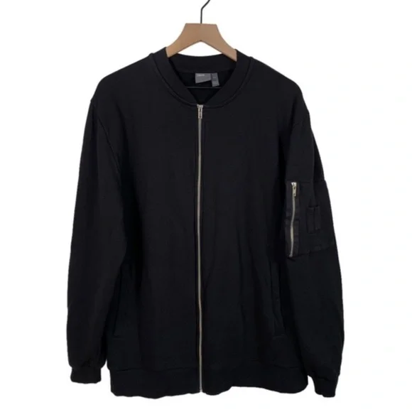ASOS Black Jersey Bomber Jacket Size Medium - Picture 2 of 11